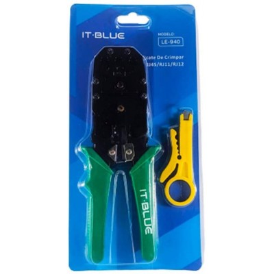 Alicate de Crimpar Rede e Telefone RJ11 / RJ12 / RJ45 com Descascador -it-blue le-940